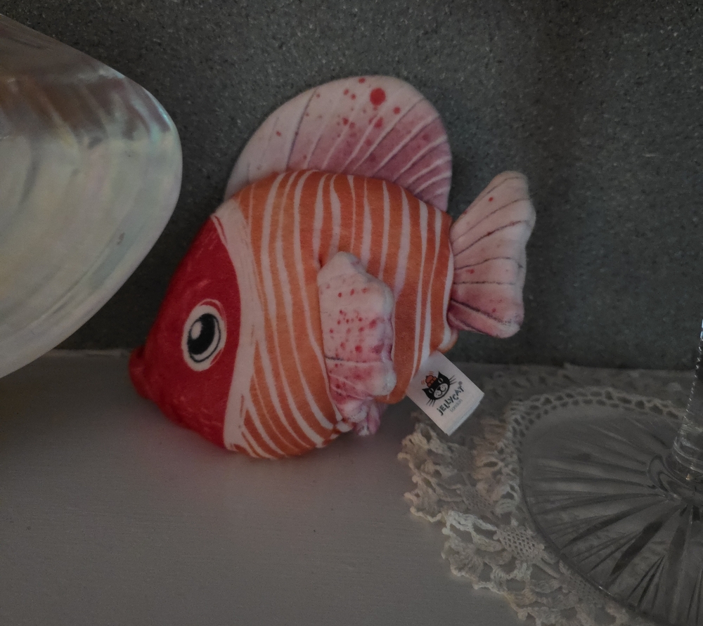 Jellycat Red, Orange & Pink Striped Plush Fish